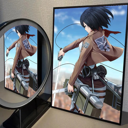 1pc Anime Attack On Titan Poster Self-adhesive Art Waterproof Paper Sticker Coffee House Bar Room Wall Decor