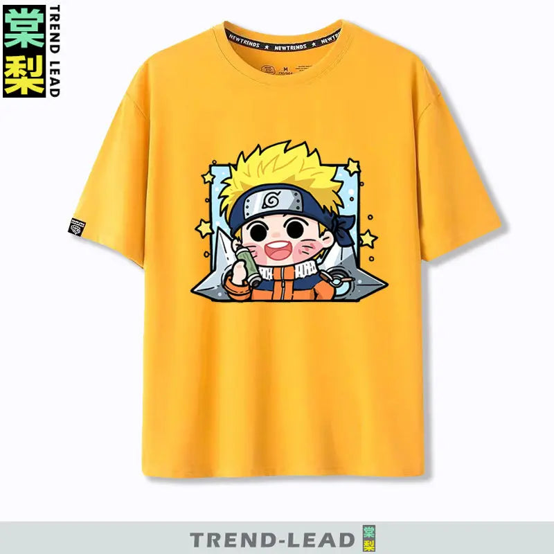 Naruto Q-version Uzumaki Naruto Obito Uchiha Sasuke Cartoon Character Children's Short Sleeved Loose Trendy Parent-child T-shirt
