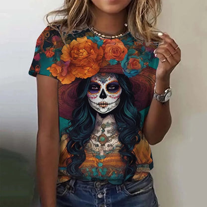 Day Of The Dead Skull Oversized T-Shirt