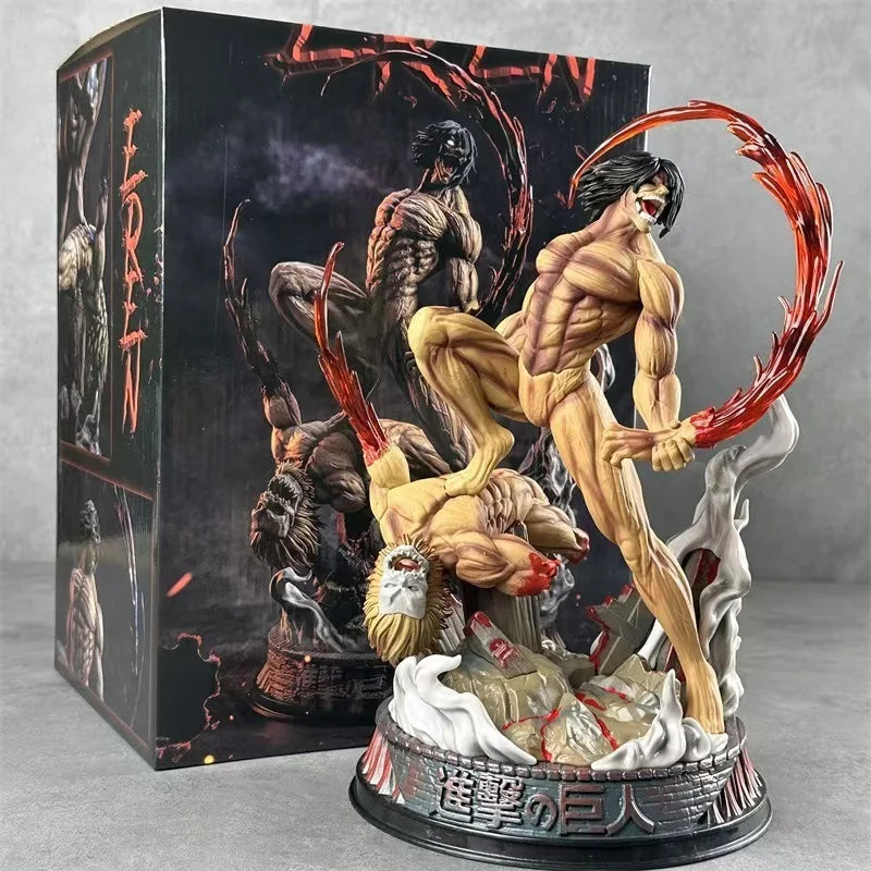 Attack On Titan Eren Yeager Battle Form Titan Figure Collectible Anime Statue Model Desktop Ornament Gift For Anime Fans