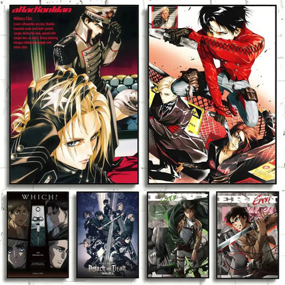 Anime Attack on Titan Poster Stickers Painting Self-Adhesive Wall Decals for Room Home HD Decor Gift