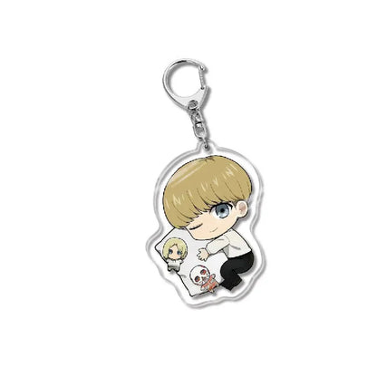 Attack On Titan Acrylic Figure Display Cartoon Keychain Eren Mikasa Levi Anime Desk Ornament Key Ring Accessories Q Version