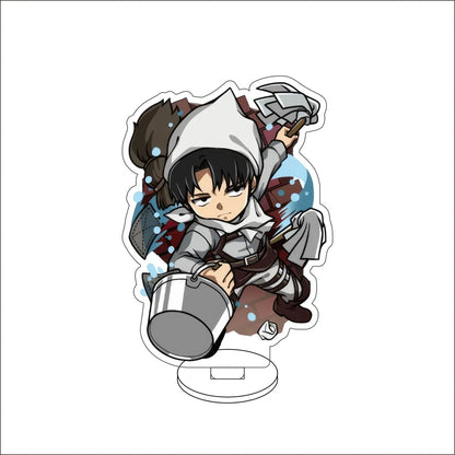 10CM Anime ‌Attack on Titan Cos Eren Jaeger Mikasa Ackerman Levi Ackerman Hanji Zoe Figure Acrylic Stand Cute Ornaments Gifts