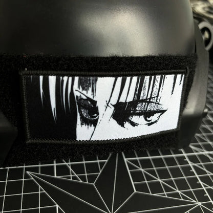 Levi Ackerman Eyes Morale Badge Attack on Titan Anime Patch Hook and Loop Printing Cartoon Tactical Military Backpack Sticker