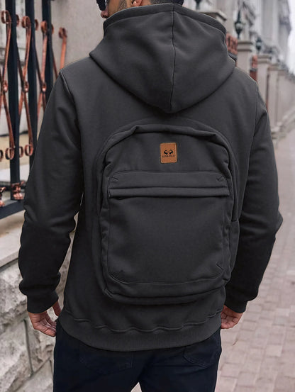 New Spring & Autumn Men's Hooded Sweatshirt, Removable Backpack Design on Back, Casual Couple Style