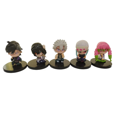 Demon Slayer Figure Toy Anime Kimetsu no Yaiba Q Version Sitting Tanjiro Nidouzi Inosuke Zenizu PVD Figurine Model Doll Gifts