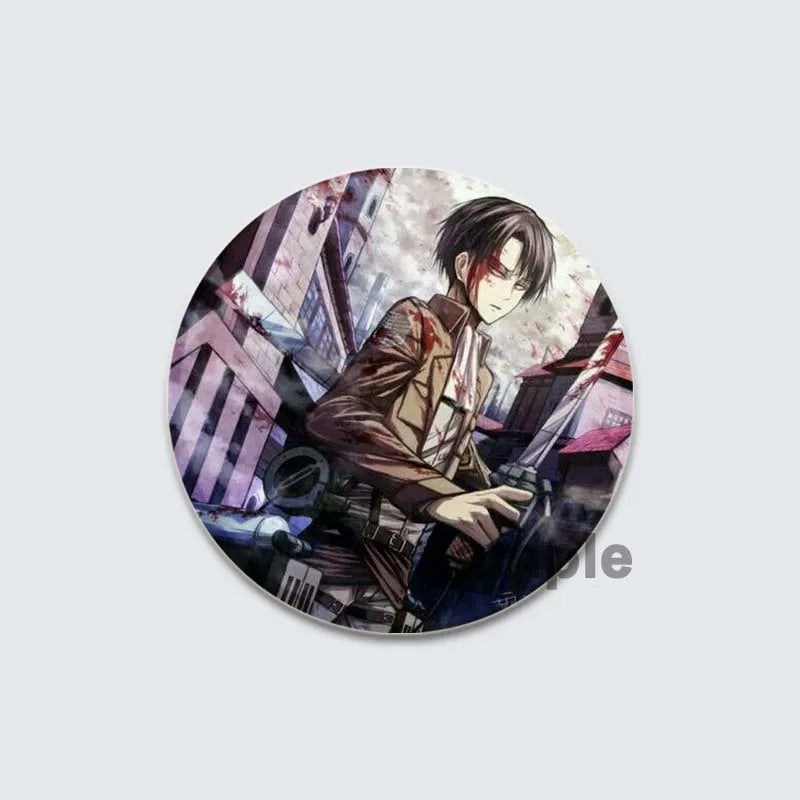Eren Levi Armin Arlert Erwin Cartoon Badge Attack on Titan Brooches on Backpack Clothes Handmade Round Pins for Gift Accessory