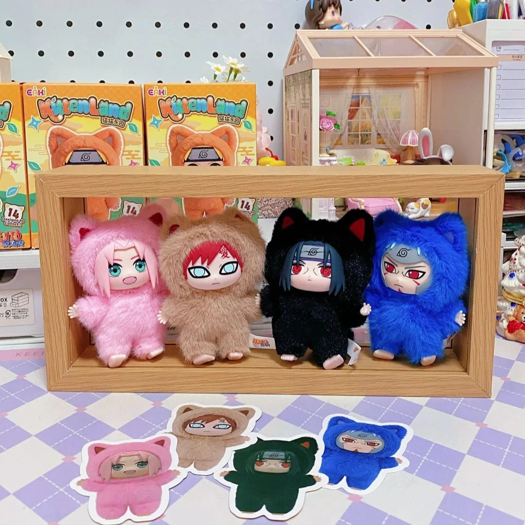 New TOPTOY Eaki Naruto V3 Kitten Land Series Blind Box Pajamars Plush Vinyl Doll Action Figures Neji Hyuga Gaara Surprise Toys