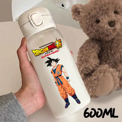 For Dragon Ball Straw Bottles 600ml Vegeta Goku Transparent Plastic Anti Drop Water Bottle Students Outdoor Capacity