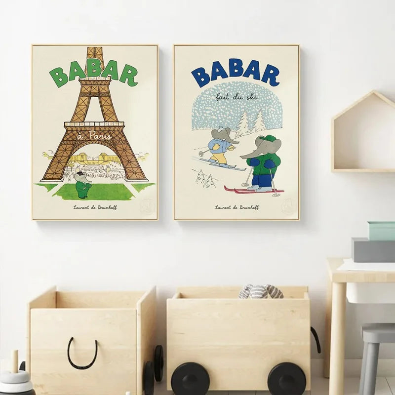 Babar Family Car Canvas Poster