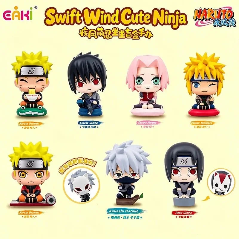 Eaki Naruto Shippuden Itachi Uchiha Sitting Chibi Figure Blind Box Magnetic Mask Collectible Anime Figurine Desk Decoration Gift