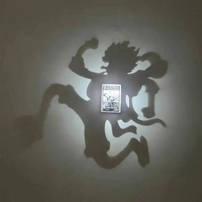Anime WANTED Luffy Zoro Lamp One Piece Sanji Projector Wall Lamp Creativity Shadow Night Light Model Decoration Collection Toy