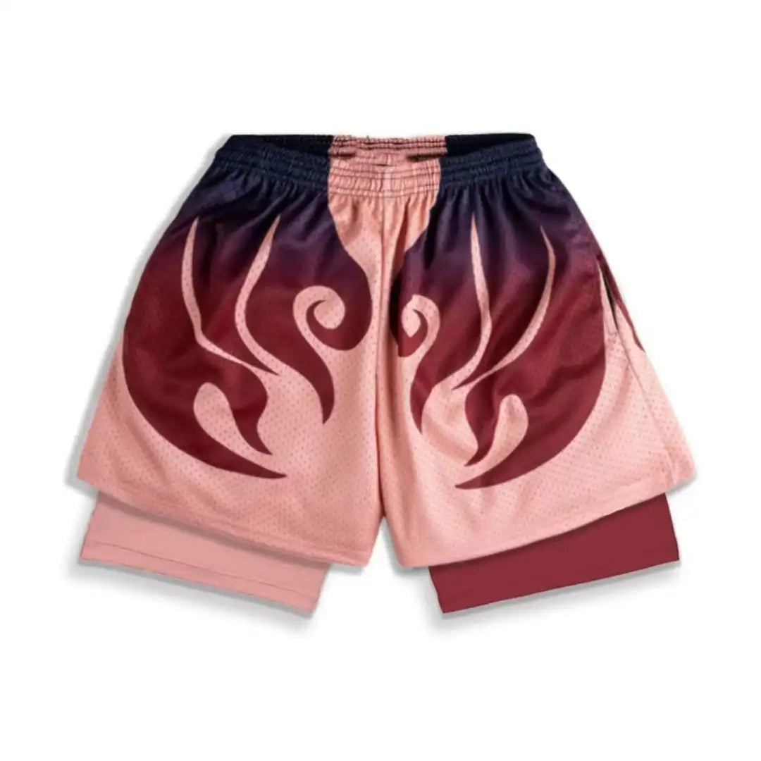 2026 Summer Bandai One Piece Character Symbols Anime Double Layer Fake Two Piece Gym Workout Shorts Quick-dry Comfy Lightweight