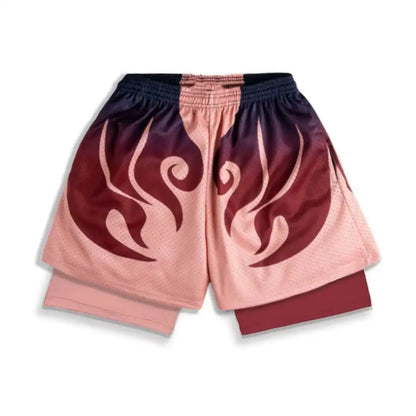 2026 Summer Bandai One Piece Character Symbols Anime Double Layer Fake Two Piece Gym Workout Shorts Quick-dry Comfy Lightweight