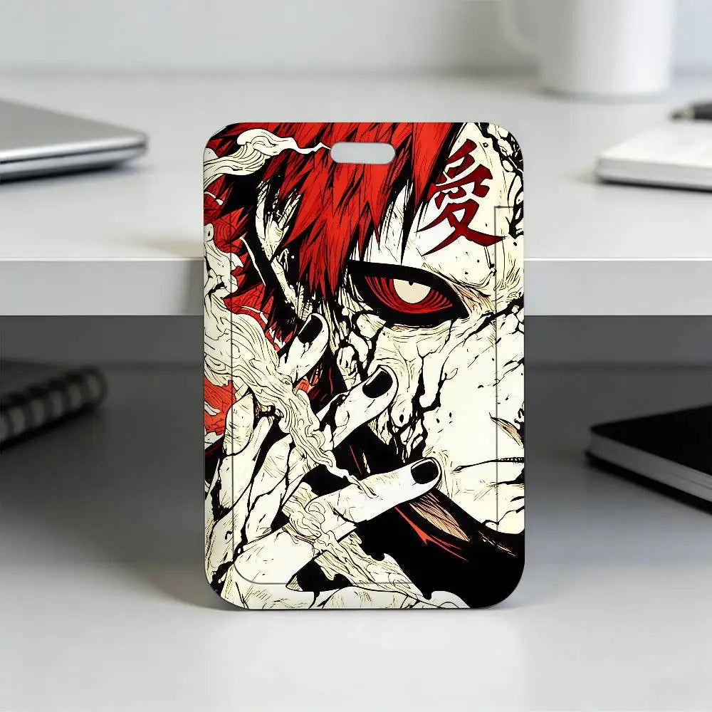 Anime N-NARUTO Akatsuki Itachi Sharingan Transparent Card Holder Employee Plastic Slide Cover Lanyard Work Business ID Bag Bus