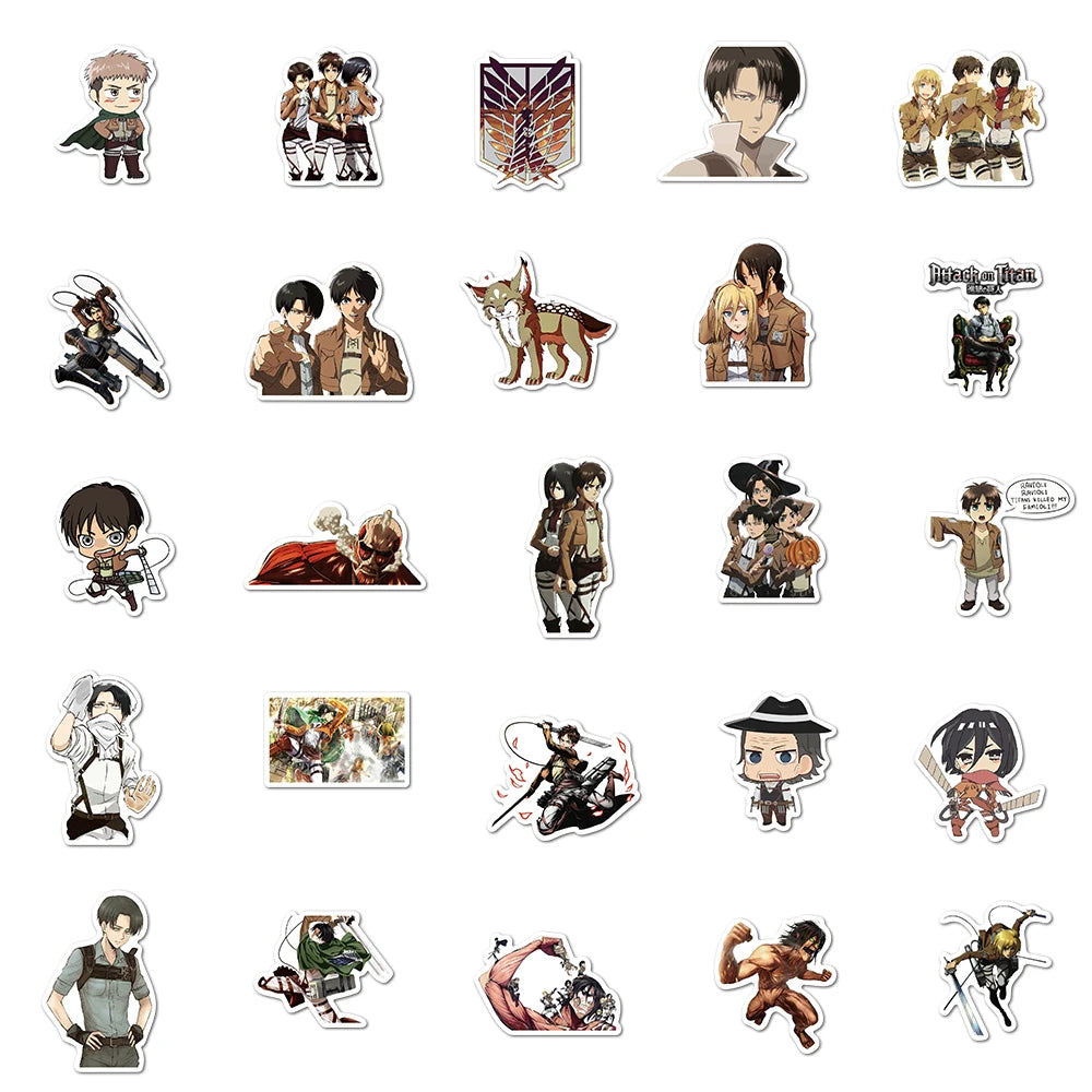 100pcs Anime Attack on Titan Graffiti Stickers DIY Phone Guitar Laptop Notebook Suitcase Cup Waterproof Sticker Kids Toy