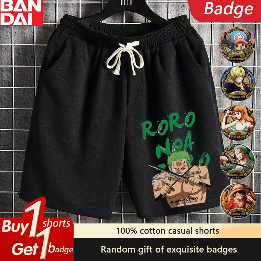 New Men's One Piece Luffy Roronoa Zoro Print Summer Men's Shorts Sport Five-Point Shorts Oversized Casual  Gym Quick-drying Pant