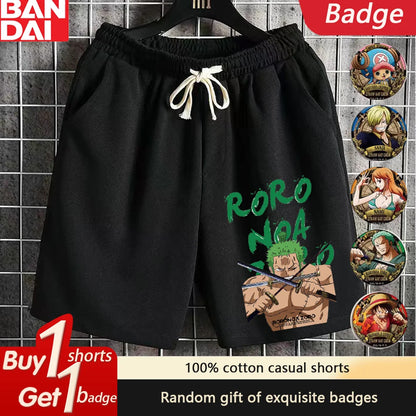 New Men's One Piece Luffy Roronoa Zoro Print Summer Men's Shorts Sport Five-Point Shorts Oversized Casual  Gym Quick-drying Pant