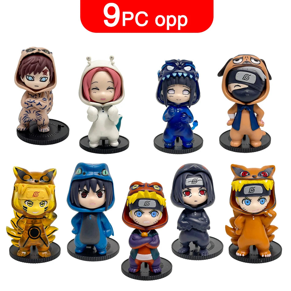 Hot Naruto Itachi Sasuke Kakashi Gaara Series 9PSC set Blind Box Trendy PVC Toy Figure Pendant Collection Birthday Present