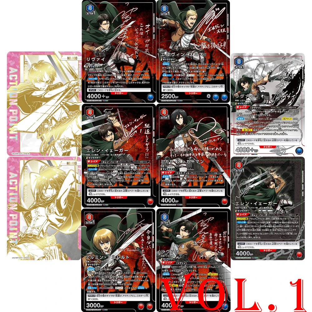 Proxy UNION ARENA Attack on Titan Vol.1, Eren/Levi SR Cards Japanese TCG Anime Collection Card Replica Single High Quality Cards