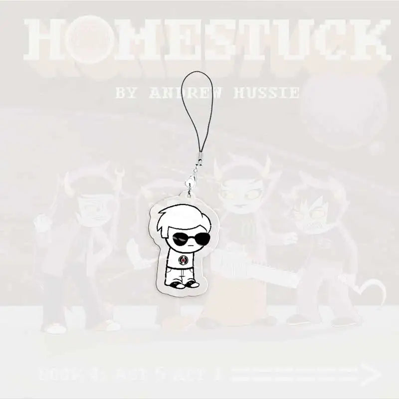 Cute Acrylic Homestuck Mobile Phone Charms Dave Strider John Egbert Karkat Small Pendant Phone Chain Keychain Fans Friends Gifts