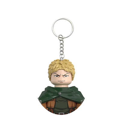 New Attack on Titan Minifigure Keychain Shingeki No Kyojin Eren Levi Mikasa Anime Action Figures Toys for Kids Gift
