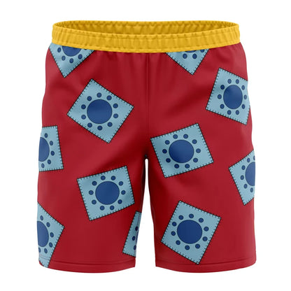 2026 New Bandai One Piece Basketball Shorts for Men - Luffy Straw Hat Jolly Roger Print Suitable for Daily and Training Wear Y2k