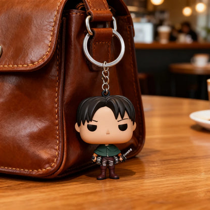 Attack on Titan Levi Ackerman Keychain Mini Figure Keyring for Backpack & Keys