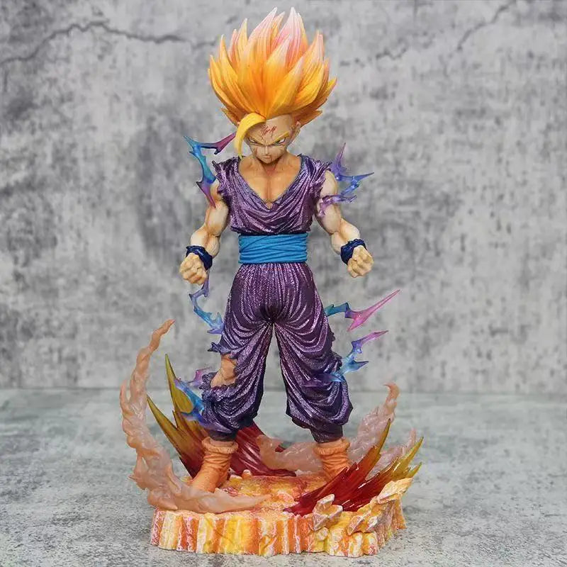Dragon Ball Z Super Saiyan 2 Son Gohan Figure, Anime Statue with Lightning & Flame Effect Base, Battle Damage Ver. PVC Collectib