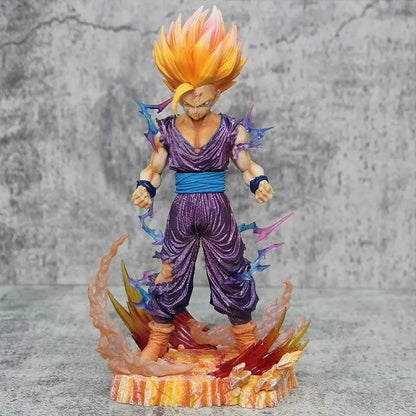 Dragon Ball Z Super Saiyan 2 Son Gohan Figure, Anime Statue with Lightning & Flame Effect Base, Battle Damage Ver. PVC Collectib