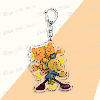 Dog Man Cat Keychain