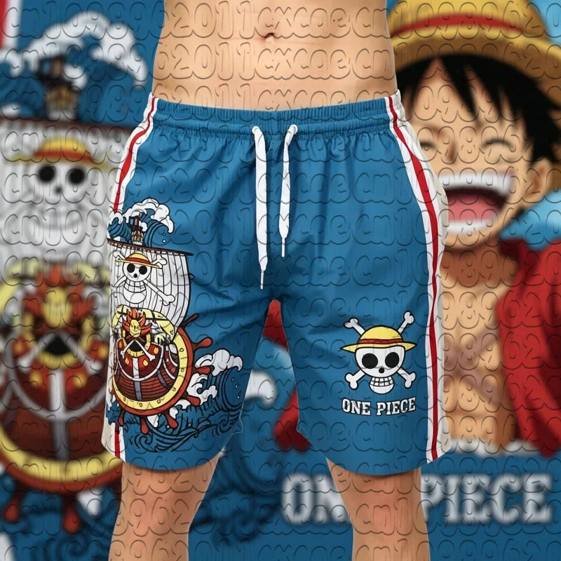 One Piece Thousand Sunny Ship 3D Print Quick Dry Shorts Unisex Summer Breathable Basketball Beach Anime Trend Sports Swim Trunks