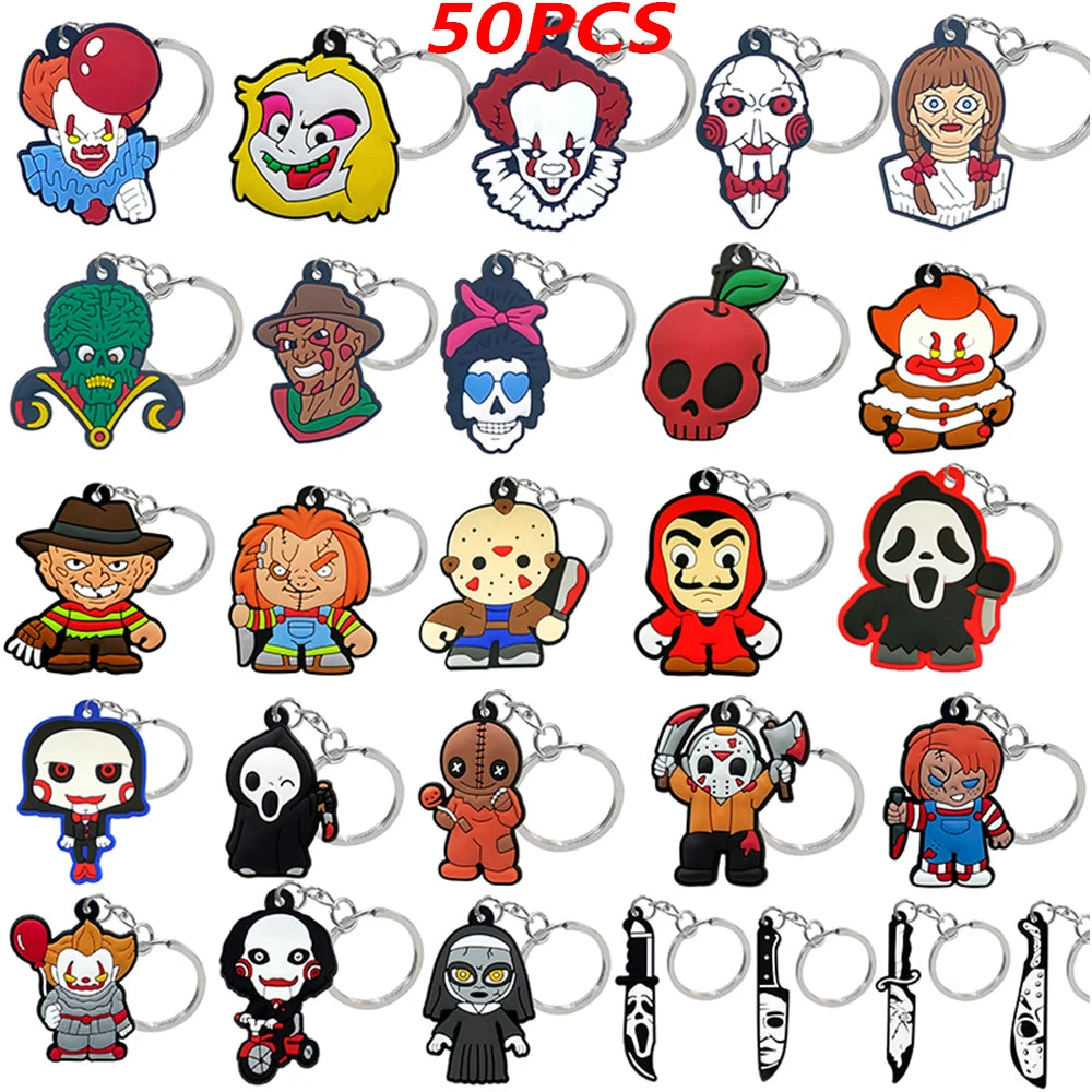50PCS Keychains Terror Movie Character Keyring