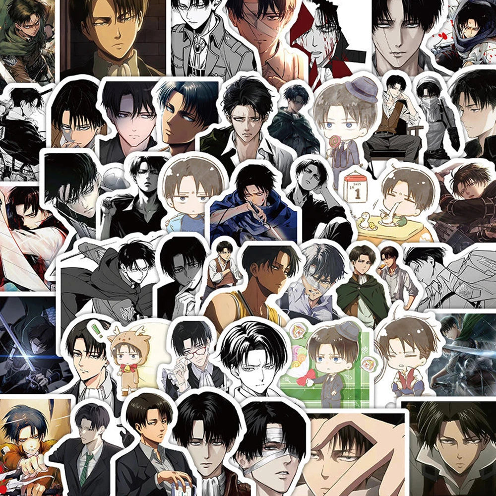 10/30/63pcs Cool Levi Anime Stickers Attack on Titan Cartoon Sticker Aesthetics Scrapbooking Laptop Luggage Characters Decals
