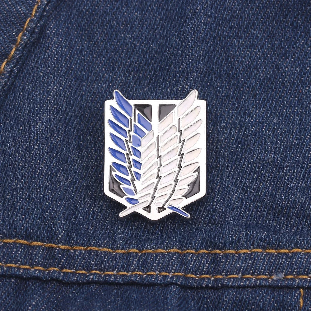 Japan Anime Cosplay Wings Lapel Brooches Pins Fashion Attack On Titan Blue Enamel Badge Broche Clothes Collar Brooch Jewelry