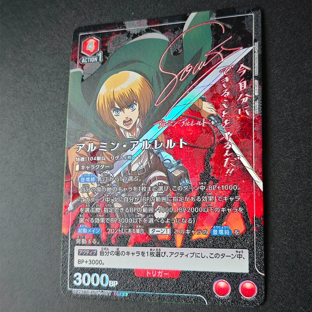 Anime Union Arena Collection Card Attack On Titan Mikasa Ackerman Armin Arlert SR Signed Card Refractive Flash Card Textured