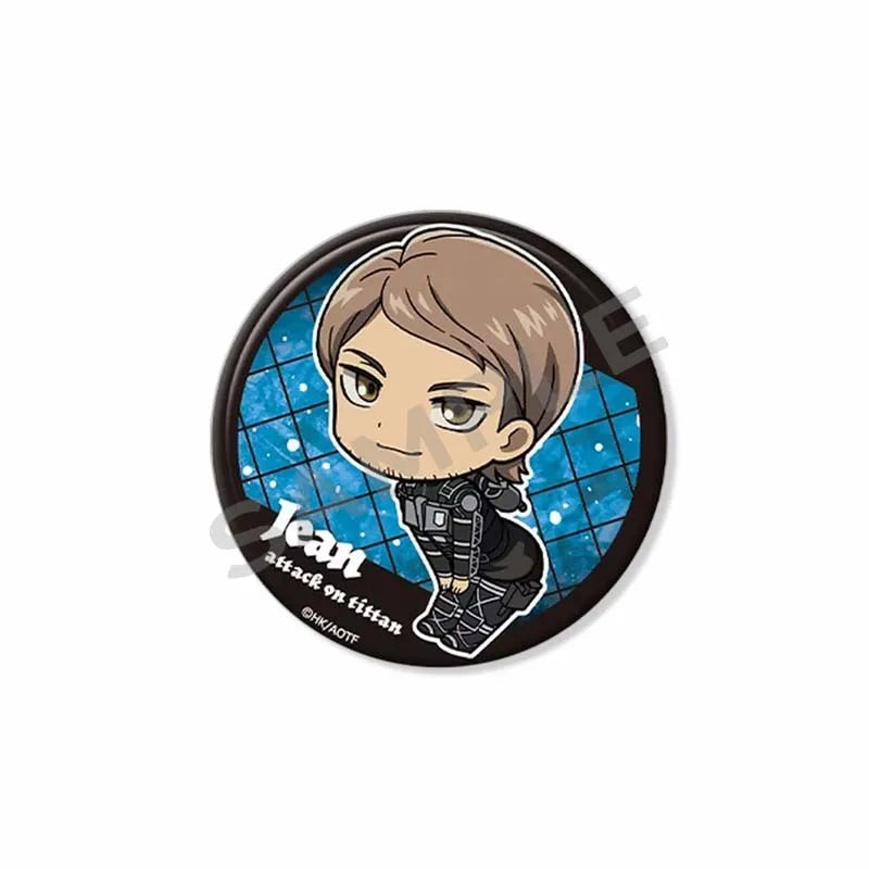 Attack on Titan Lapel Pins Creative Round Brooch Eren Yeager Levi Mikasa Cartoon Badge Pin Hat Clothes Accessories Jewelry Gift