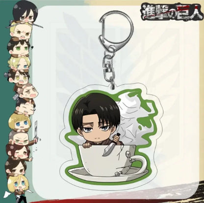 Acrylic Keychain for Attack On Titan Levi Annie Erwin Historia Hange Chibi Version Acrylic Key Buckle Anime Decoration Pendant
