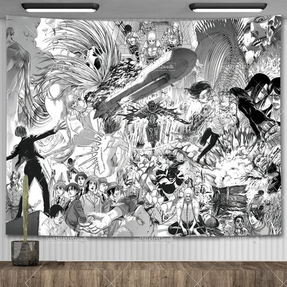 Manga Attack On Titan Freedom Tapestry Eren Jaeger Flags Wall Hanging Japanese Anime Tapestries Aesthetic Room Decor Art Posters