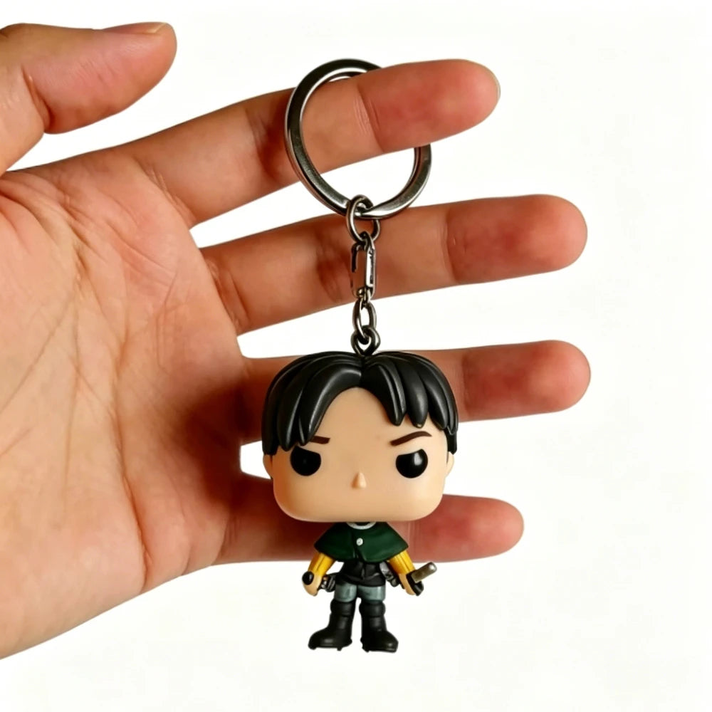 Attack on Titan Levi Ackerman Keychain Mini Figure Keyring for Backpack & Keys