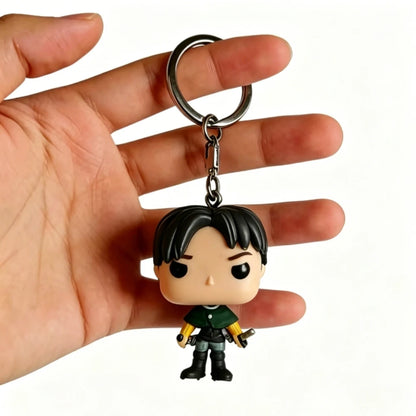 Attack on Titan Levi Ackerman Keychain Mini Figure Keyring for Backpack & Keys