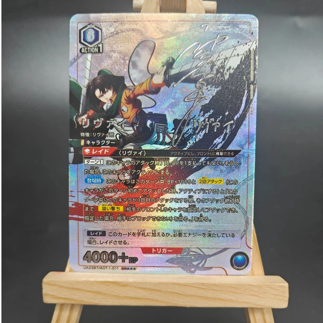 Proxy Union Arena Attack on Titan Action Points Eren & Levi con Bonus Jean Card Nuevo Japan Card Gold Rare Signed TCG Anime Card
