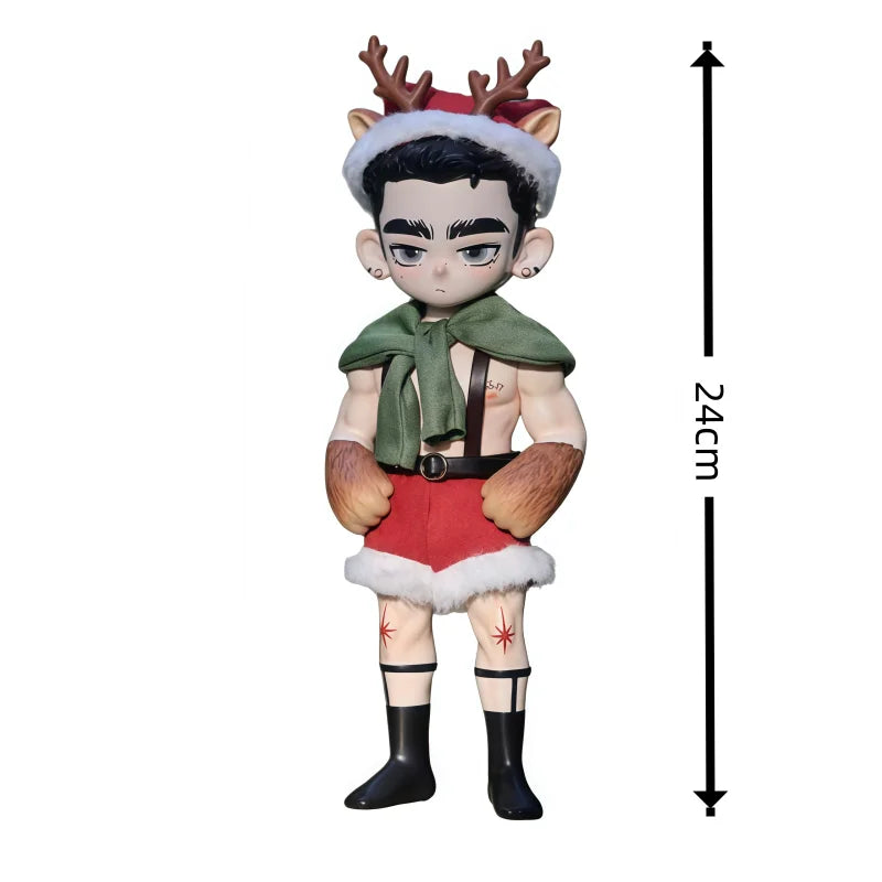 Toos Deer Head Boy Figure Muscle Guy Handsome Boy with Tattoo Warrior Doll Running Park Collection Ornament Accompany Gift