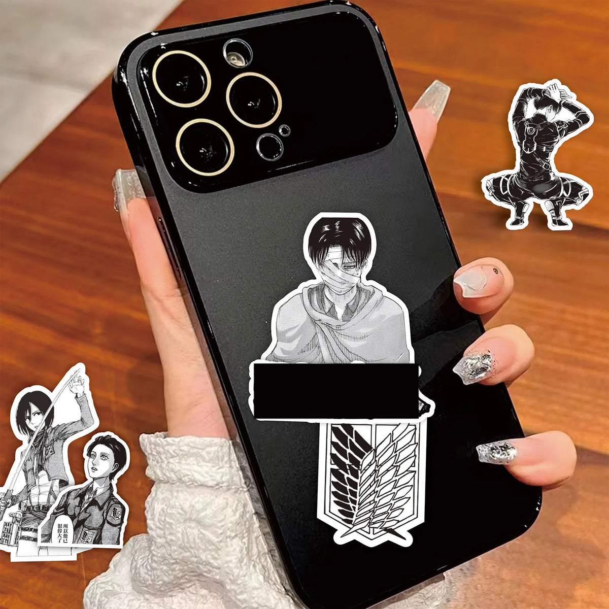 New 75PCS Black and White Attack on Titan Stickers Anime Cartoon Decals DIY Stationery Skateboard Waterproof Cool Sticker Toy