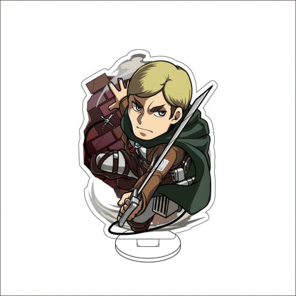 10CM Anime ‌Attack on Titan Cos Eren Jaeger Mikasa Ackerman Levi Ackerman Hanji Zoe Figure Acrylic Stand Cute Ornaments Gifts