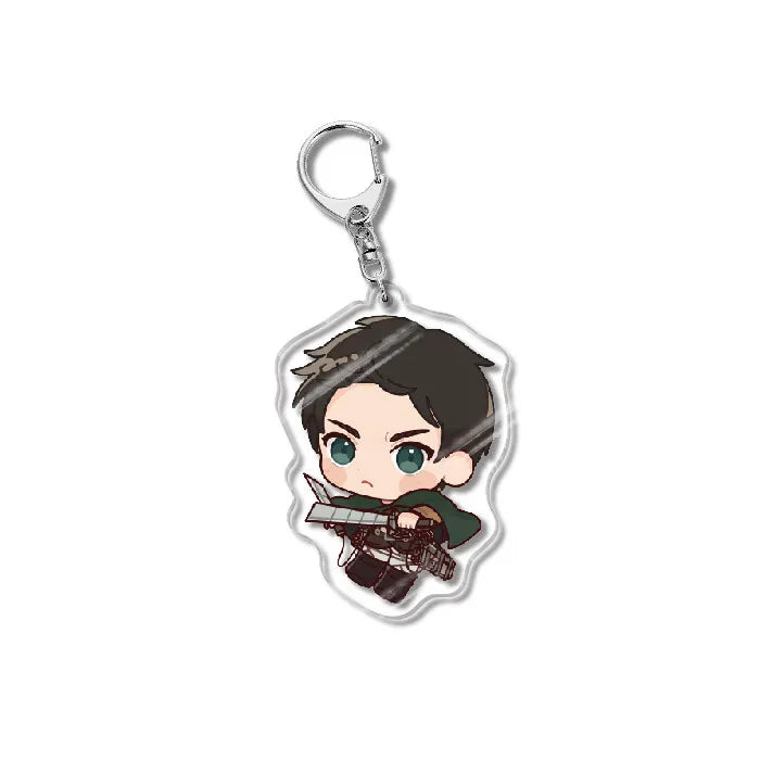 Attack On Titan Acrylic Figure Display Cartoon Keychain Eren Mikasa Levi Anime Desk Ornament Key Ring Accessories Q Version