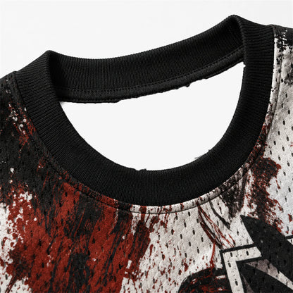 Attack On Titan Giant Titan Survey Corps Graffiti Mesh T Shirt For Men Women Fans Loose Breathable Street Hip Hop Casual Short S