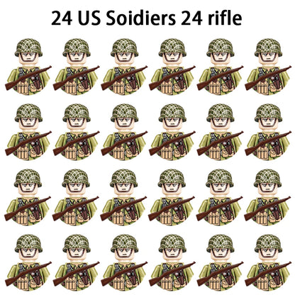 24pcs/batch WW2 Military Character WW2 Army Building Blocks Military Soldier Character Building Blocks Kids Holiday Gift Toys