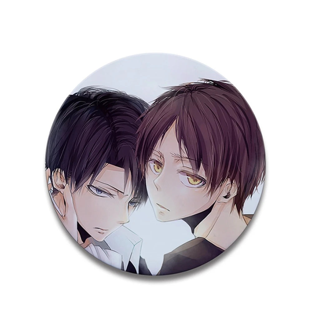 58mm Anime Attack on Titan Eren Jaeger Mikasa Ackerman Erwin Smith Cosplay COSTUME Badge Pin SPTE Tinplate Brooch Prop Xmas Gilf