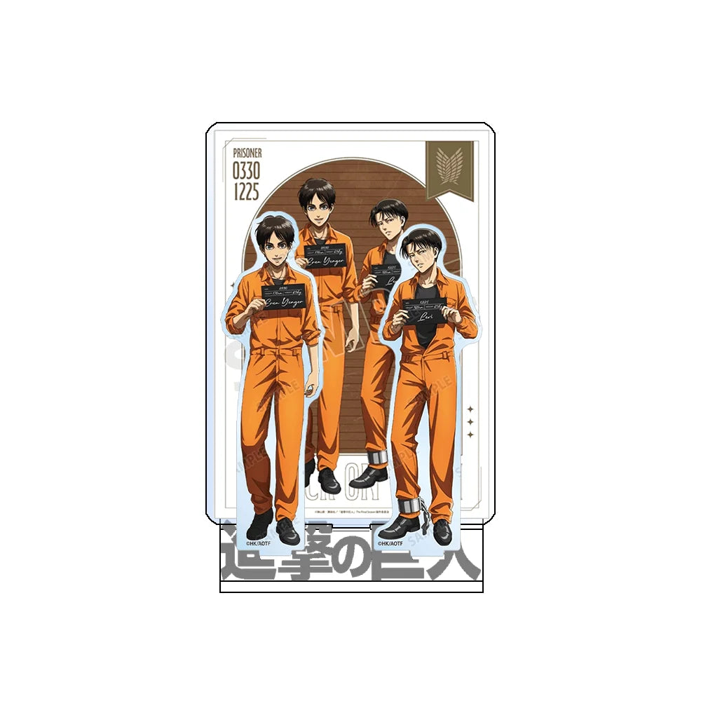 Attack on Titan Eren Levi 15cm Acrylic Stand Keychain Prison Uniform Group Tabletop Ornament Desk Room Decor Itabag Figure Gift